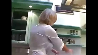 Tow-headed norsk mature in lingerie with big natura